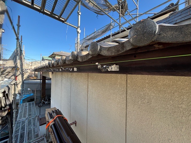 雨樋取付けのための水糸