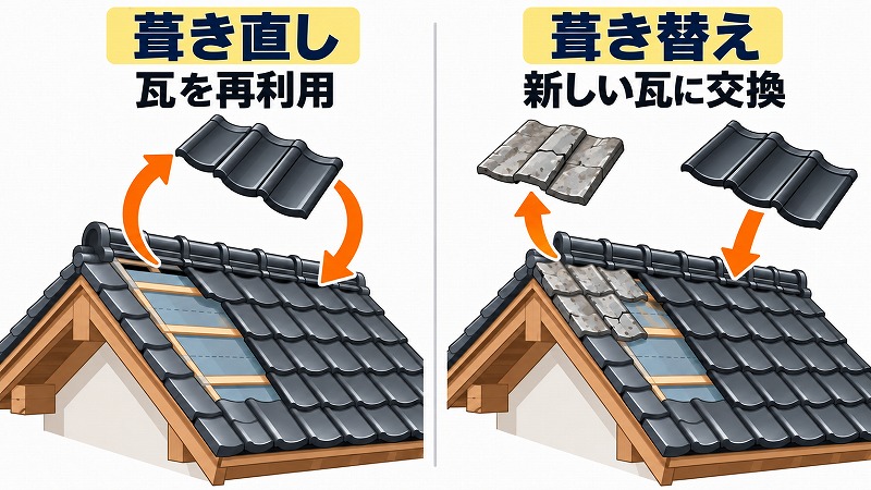 瓦屋根葺き直しと葺き替えの違い