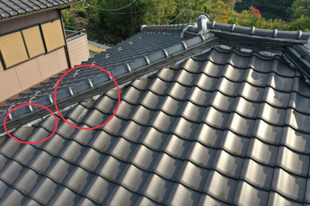 多治見市　上から見た屋根の写真