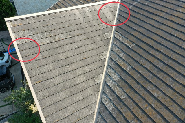 多治見市　瓦にひび