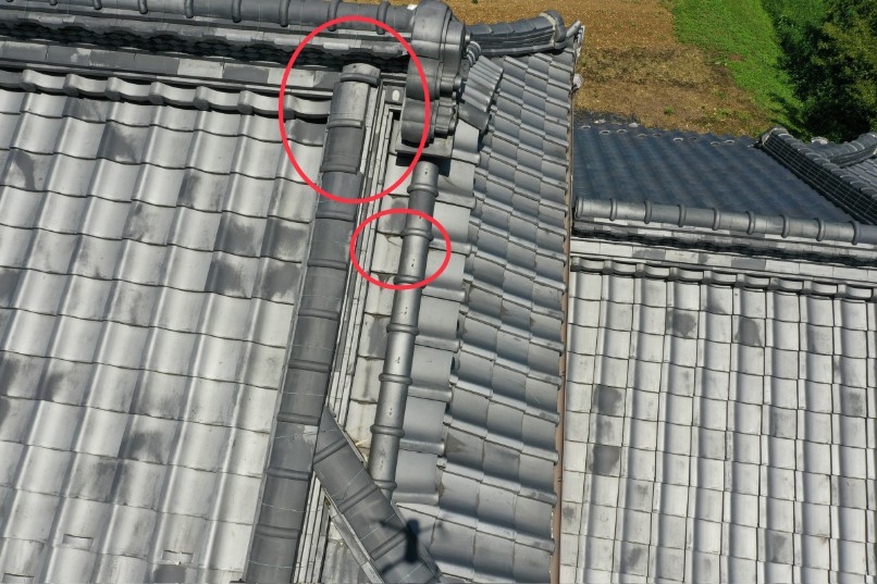 下り棟、隅棟のズレ