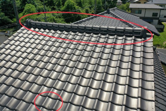 多治見市幸町　上から見た屋根の写真