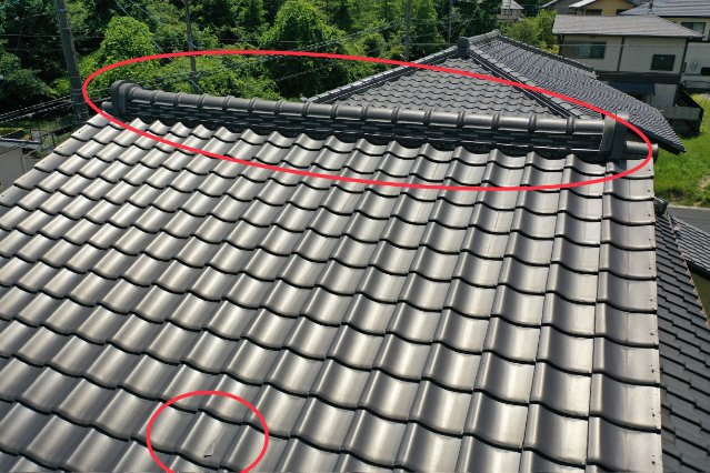 多治見市　棟のくずれ