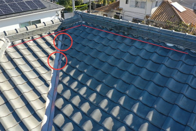 春日井市　瓦ずれ