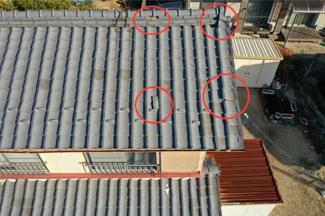 多治見市明和町　上から見た屋根の写真