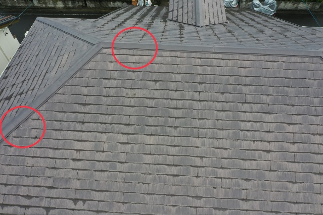 多治見市脇之島町　瓦にひび