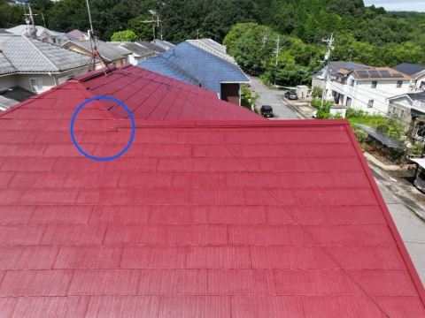 多治見市　棟瓦のずれ