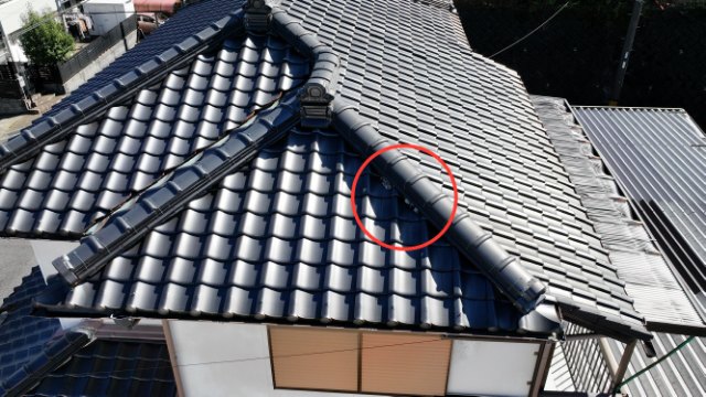 多治見市市之倉町　上から見た屋根の写真