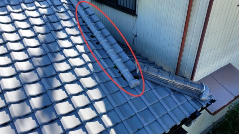 可児市　下り棟に苔