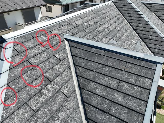 多治見市西坂町　瓦にひび