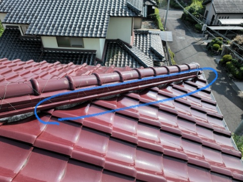 可児市皐ケ丘　漆喰の剥がれ