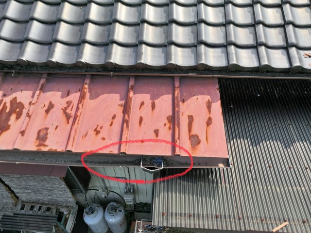 多治見市生田町　雨樋にゴミ