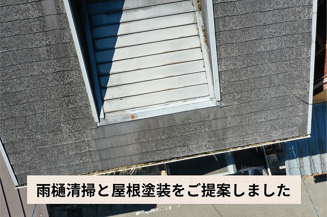 雨どい清掃が必要な状態の様子