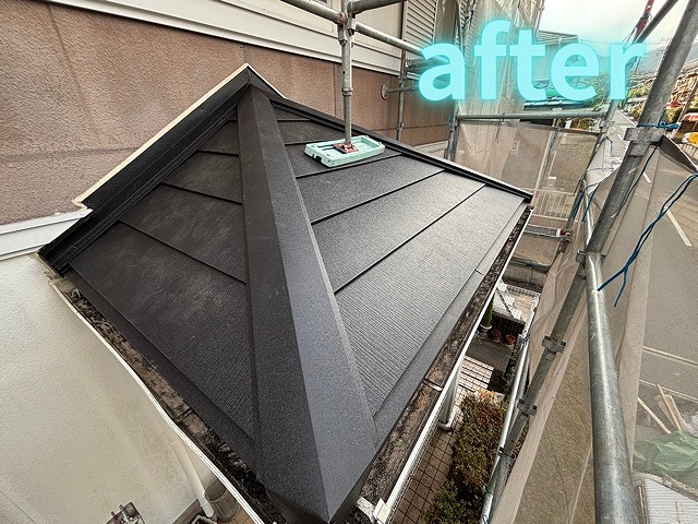 多治見市幸町 施工後玄関屋根の様子