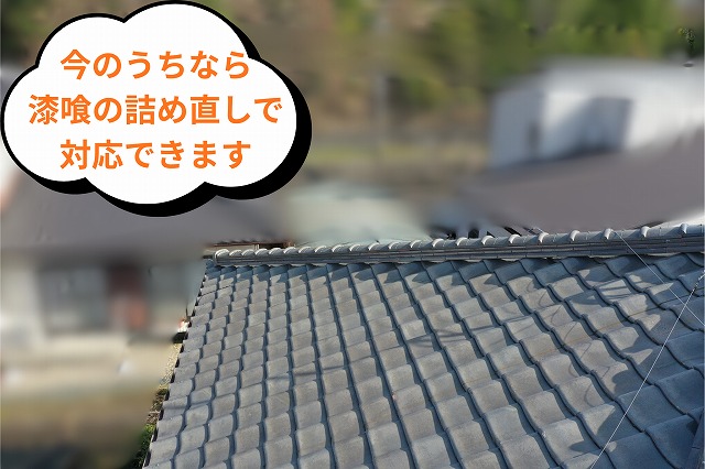 瓦屋根の棟全体を撮影した写真