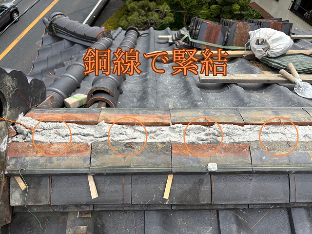 ホルマル銅線で緊結