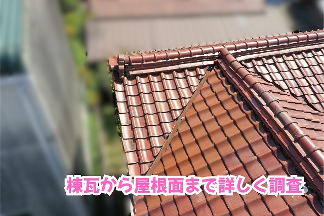 美濃加茂市の瓦屋根で棟瓦と広い屋根面を確認した現地調査