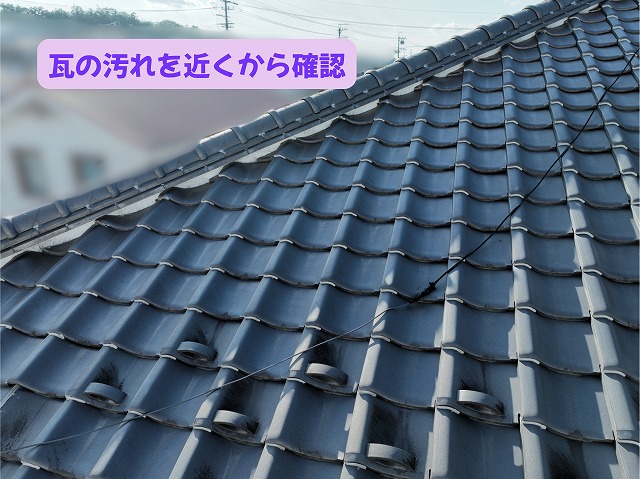 美濃加茂市の瓦屋根に見られる黒ずみや汚れの状態