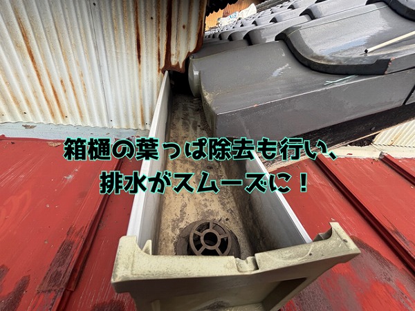 多治見市神楽町 箱樋の葉っぱの詰まりを解消しました