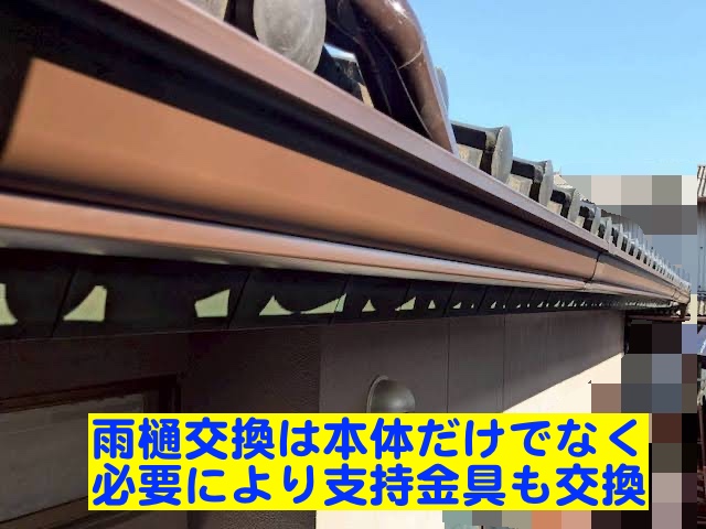 結城市　雨樋支持金具施工　雨樋本体取り付け後の写真