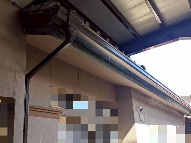 結城市　雨樋支持金具施工　雨樋交換施工後の写真