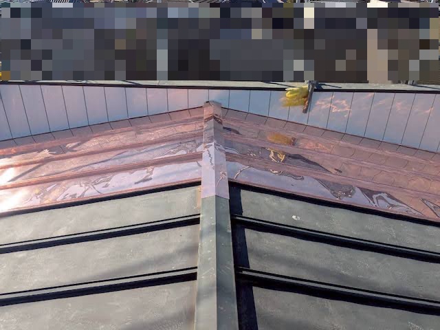 結城市　銅板製瓦棒屋根を解体して部分修繕　施工後の写真