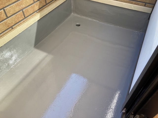 完成。改修ドレン設置部分は境目がわからない綺麗な仕上がり