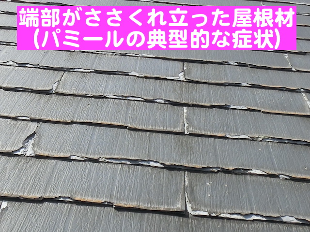 栃木市　屋根材の先端がささくれ立ち パミールの層間剥離の写真