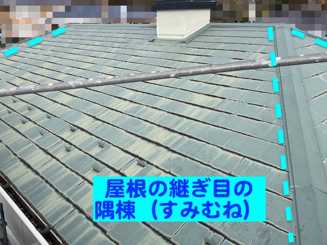 小山市　屋根工事　隅棟下地に捨て水切り板金　施工前の写真