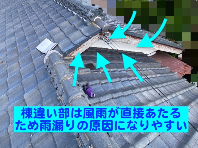 真岡市 瓦屋根を葺き直して雨漏り修理 施工範囲の写真