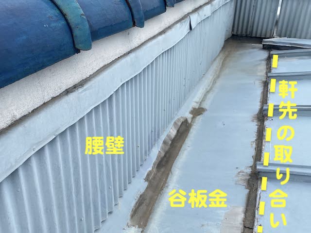 下野市　腰壁に囲まれた見えない屋根　谷板金の写真