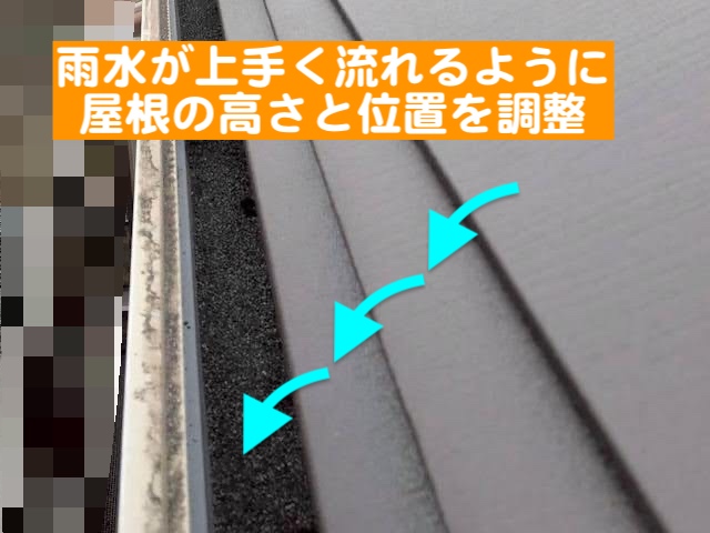 小山市　雨樋に上手く雨水が落ちないご相談　正しく設置された雨樋の写真