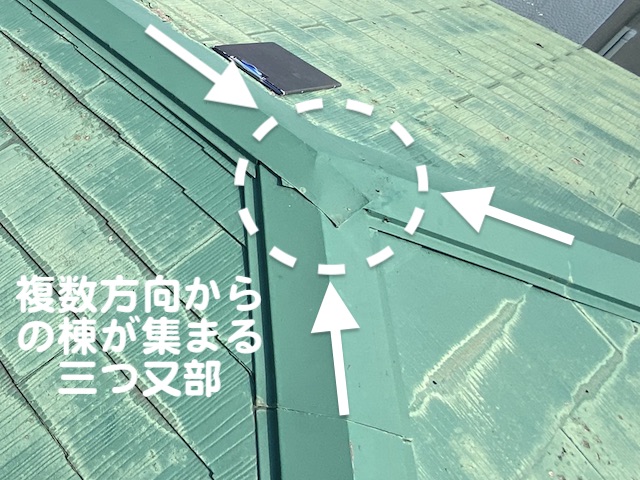 下野市　築40年のカラーベスト屋根で雨漏り　三つ又棟部解体後の写真