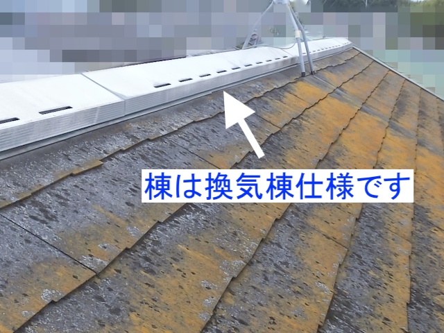 頂点の棟は換気棟仕様