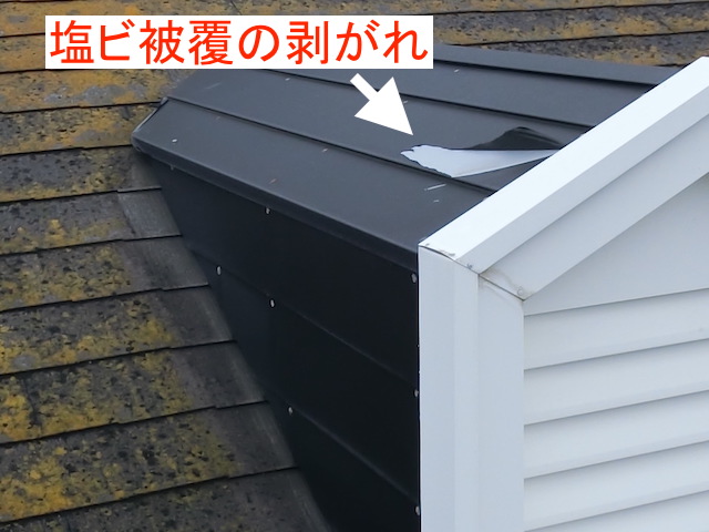 ドーマーの塩ビ鋼板の被覆剥がれ