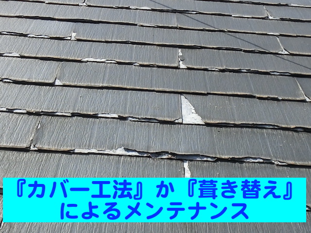 栃木市　屋根材の先端がささくれ立ち パミールの層間剥離の写真