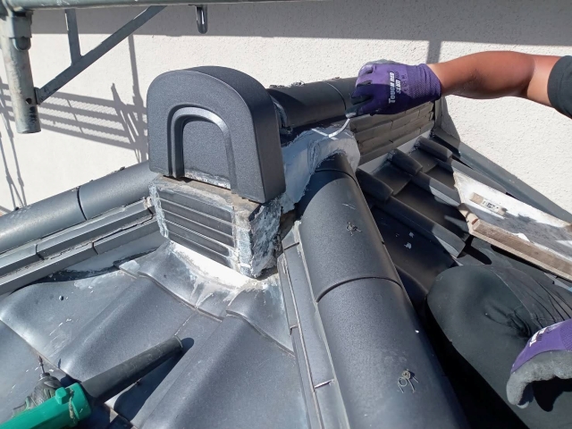 新しい漆喰を詰め直し1