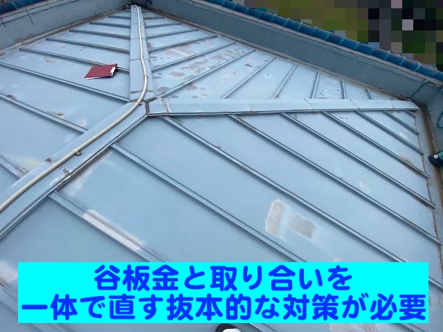 下野市　腰壁に囲まれた見えない屋根　瓦棒屋根修繕方法解説用の写真