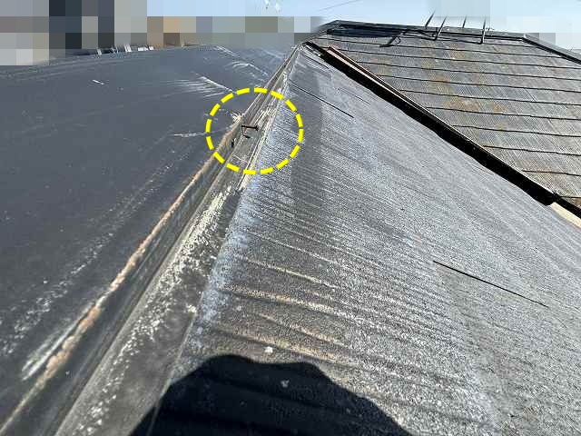 大棟の棟板金の釘浮き