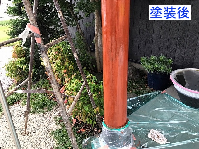 キシラデコールで塗装したポーチ柱のイメージ