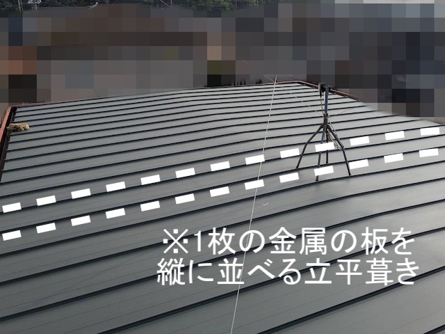 1枚の金属板を縦に並べる立平葺き
