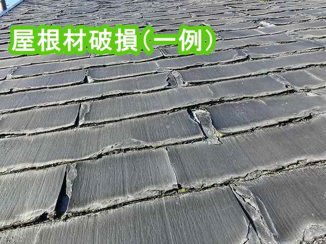 屋根材の破損例