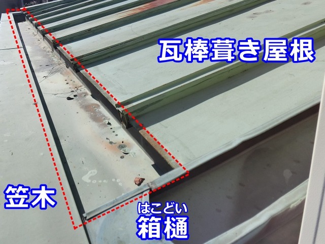 真岡市の住宅の雨樋は銅板製の箱樋でした