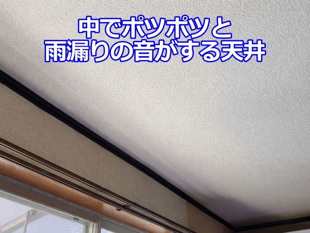 雨染みは一切見当たらないが、中でポツポツと雨漏りの音がする天井