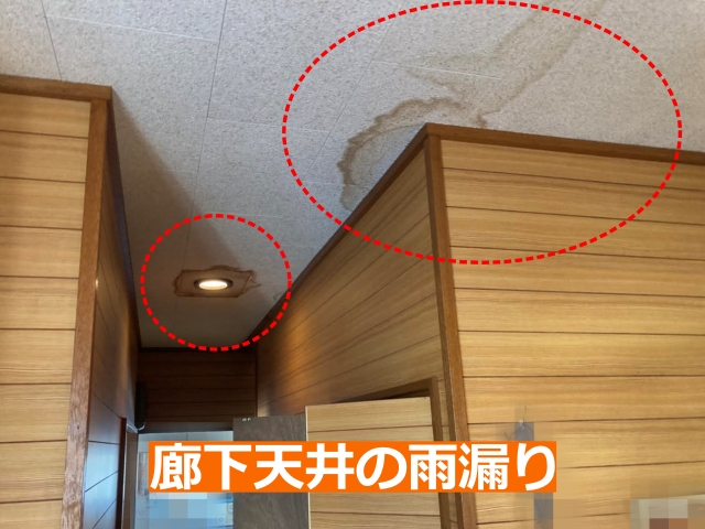 廊下天井の雨漏り