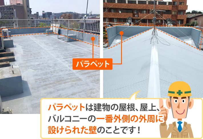 パラペットは屋根を囲む低い壁