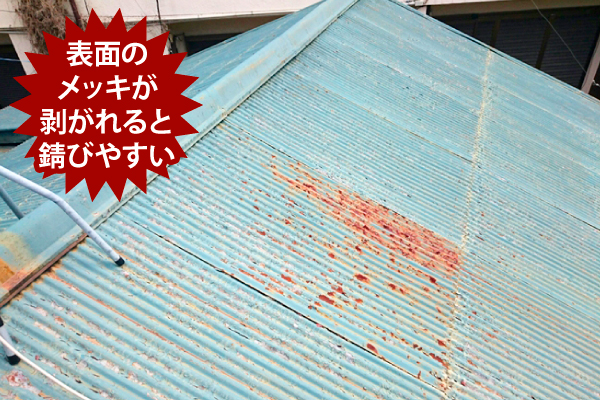 波形トタンはメッキがはがれるとサビさじめる