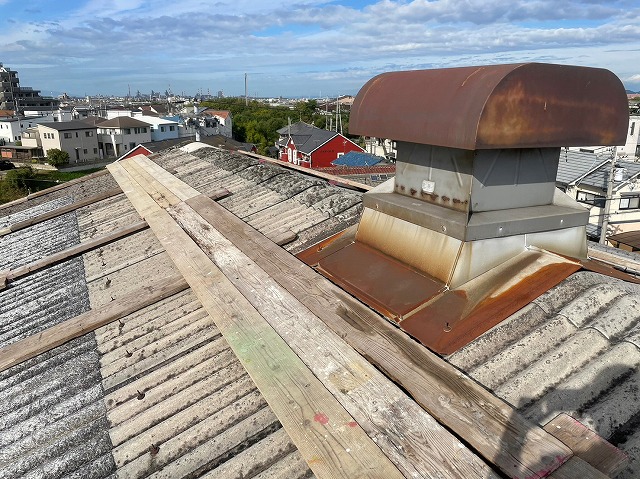 高砂市　工場屋根　アスベスト含有　大波スレート