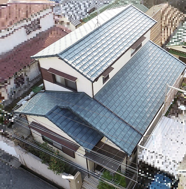 完成後のドローン空撮確認