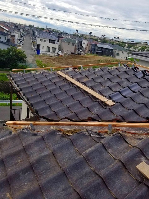 加古川市　棟積み替え（丸瓦一発仕上げ）　下地処理完了